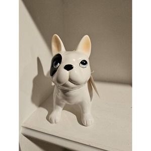 White Glossy Ceramic Frenchie French Bulldog Standing